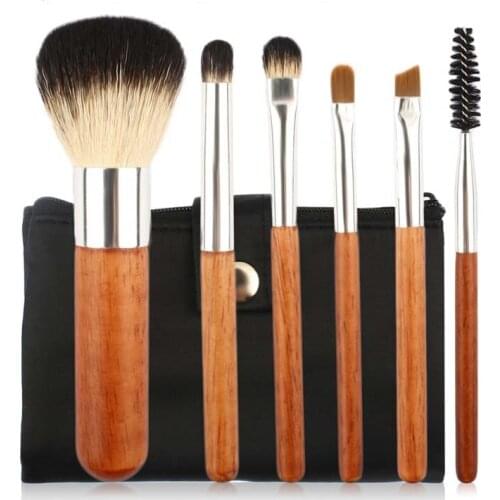 High quality mini 6pcs animal hair powder make up brush kits goat hair brushes set