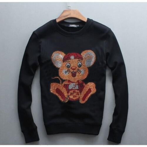 High quality Autumn and winter Diamonds clothing for a couple boys male men and women autumn hoodie Hot drill