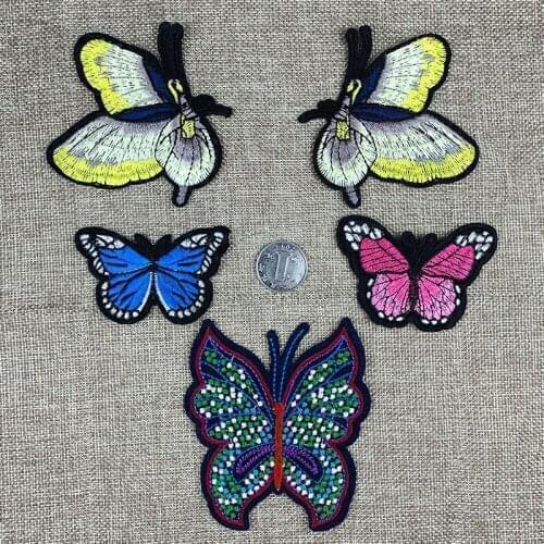 High quality animal beautiful butterfly patches embroidery clothes applique accessories badge sew on clothes accessory