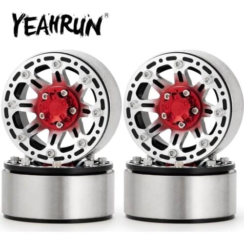 YEAHRUN 4Pcs Heavy Duty 154g/pc 1.9 Inch Alloy Beadlock Wheel Rims Hubs for Axial SCX10 TRX4 D90 1/10 RC Crawler Car Model