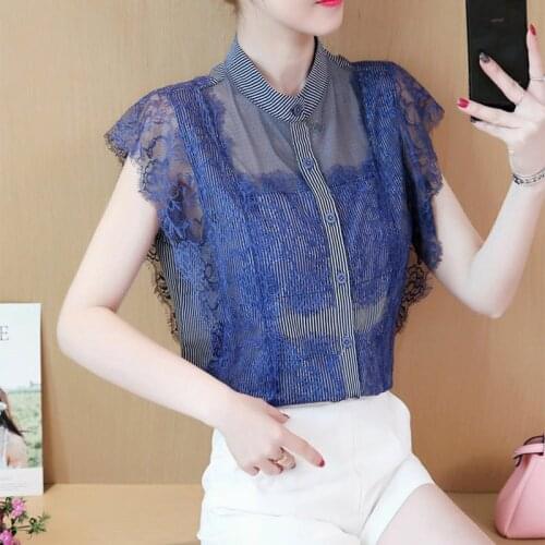 Womens Spring Summer Style Chiffon Blouse Shirt Womens Mesh Sleeveless Solid Color Button O-neck Elegant Casual Tops DD8383
