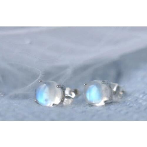 925 Sterling Silver Moonstone Round Bead Earring For Women Party Jewelry pendientes Accessories eh1110