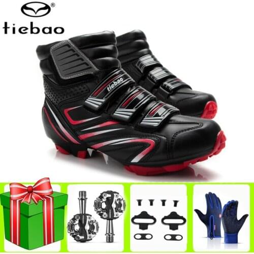TIEBAO Winter MTB Cycling Shoes Add SPD Pedal Cleat Set Pro Men Sneakers Women Mountain Bike Self-Locking Riding Bicycle Shoes