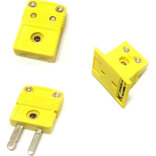 1PC/1 Set Yellow Color K Type Mini Male/Female Thermocouple Connector Plug And Panel