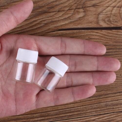 10pcs 5ml 22*30mm mini Clear Glass wish bottle Empty Jars Glass Bottles with White Plastic Caps Glass Vials