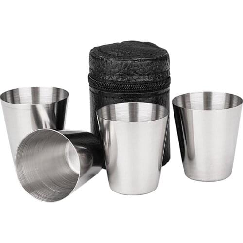 4PCS/Set Mini Portable 30ml Stainless Steel Wine Cup Drinking Shot Glasses Home Barware Beer Whiskey Cup For Camping Travel