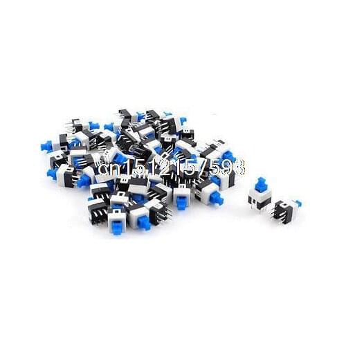 50Pcs 6 Pin Square 7mmx7mm Latching DPDT Mini Push Button Switch