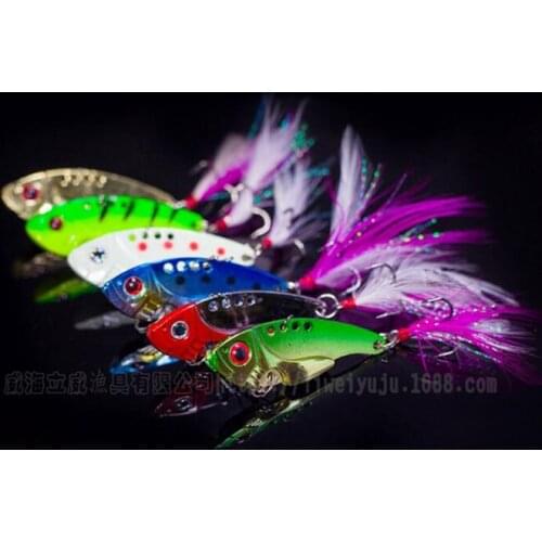 6Pcs Metal Feather Vib Bait 7g 4cm Pesca isca Artificial Hard Lure Bass Fishing Tackle