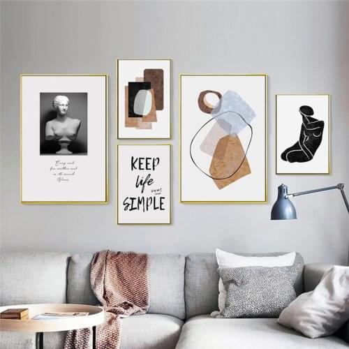 Abstract Impression Geometry Letter Home Decor Nordic Canvas Painting Living Room Bedroom Wall Print Poster Minimalist Picture