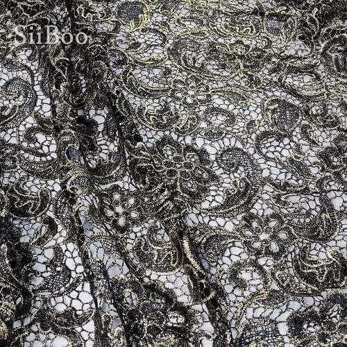 Designer gold silver bronzing floral embroidery guipure lace fabric for dress lace fabric for sewing tela free shipping SP3306