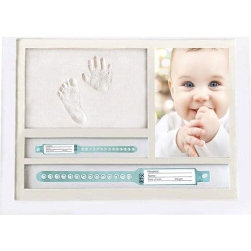 Newborn Hand and Foot Prints Print Mud Photo Frame One Year Old Baby Infants Gifts Commemorative Table Decoration Frames