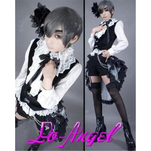 Anime Kuroshitsuji Black Butler Ciel Phantomhive Cosplay Costume Dress Girls Lolita Uniform Full Set Customized Size