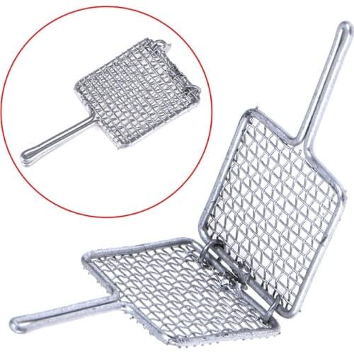 Dollhouse Miniature 1:12 Toy Kitchen A Metal Silver Barbecue Clip Grilled Fish Net
