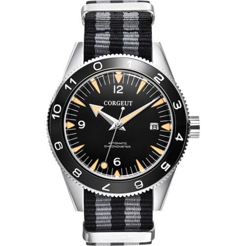 Corgeut 41mm Ceramic Bezel automatic mens mechanical wristwatch waterproof luminous sapphire glass nylon strap