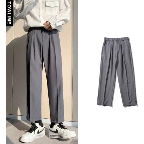 2021 Mens Straight Loose Casual Pants Korean Fashion Western Trousers Formal Business Suit Pants Streetwear Male Clothing