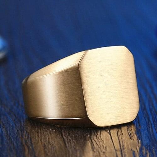 Mens Quadrangle Flat-Top Signet Ring for Men Jewelry Stainless Steel Vintage Oxidation Gray Male Jewellery Pinky Signet Ring