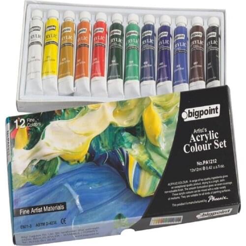 12ml Colors Acrylic Paint Set Professional Amateur Fabric Canvas Stone Wood Water Resistant Art Supplies DIY Peinture Acrylique