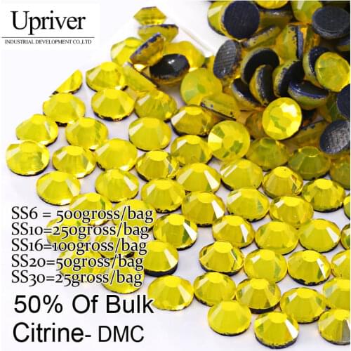 Bulk Packing Shiny Stones Flatback Best Quality SS6 SS10 SS16 SS20 SS30 Citrine Hotfix Rhinestones
