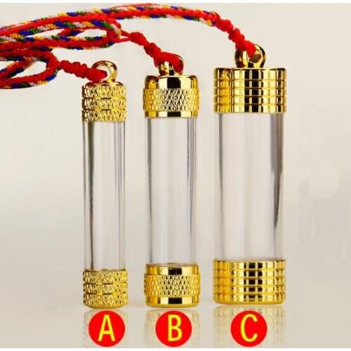 Transparent Waterproof Buddhism Pendant Boutique Nepal long Straight Tube jewelry Pendant with chain