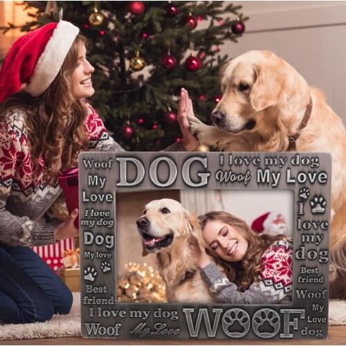 LASODY Zinc Alloy Sentiments Letter Dog Picture Frame Photo Gift for Pet Dog 4x6 Frame Display on Tabletop Home Decorations