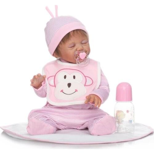 Girl real dolls Reborn 22" Full Silicone Vinyl Body Children Play House Toys bebe gift Boneca Reborn