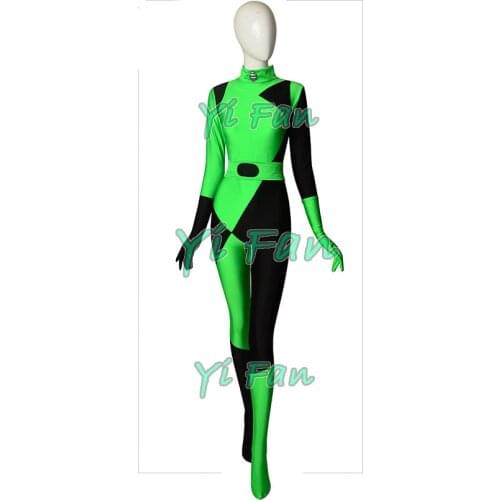 Shego Super Villain Costume Spandex Halloween Costumes for Woman Zentai Catsuit