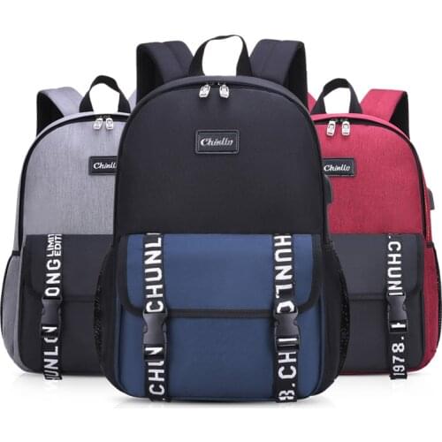 School Backpack With USB Large Capacity Girls School Bags For Teenage Children Nylon Boys Schoolbags Mochila Escolar 6388