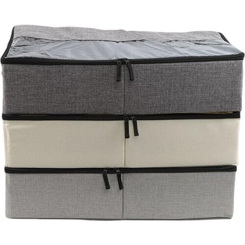 Foldable Grid Shoe Box Thick Fabric Transparent Shoe Box Dust-proof Shoe Cabinet Home Storage Organization Wardrobe Storage