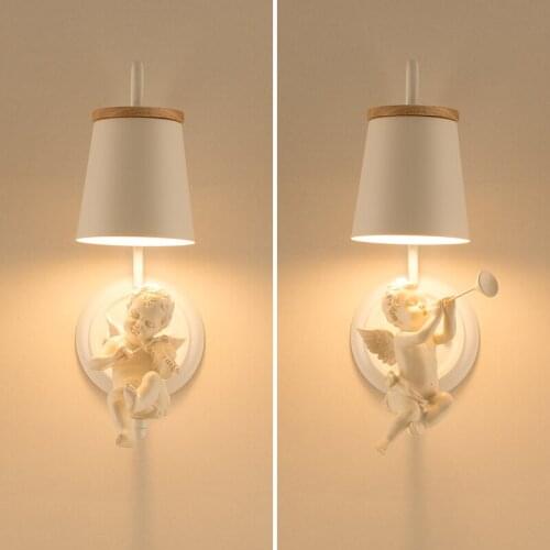 Nordic Lighting Bedroom Lamps Modern Creative Angel Wall Sconces Child Marriage Room Office Led Wall Lights Bedside Lamp