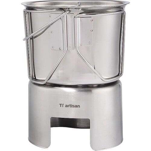 Tiarisan Hot sell US military stainless steel canteen cup stove Army Stainless Steel lunch box and cooking stove Russia shipped