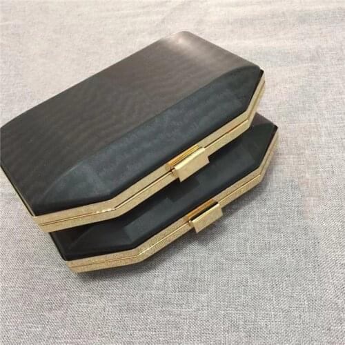 Trapezoid shape 20X12 cm gold color minaudiere box clutch frame with plastic covers metal purse frames evening handmade purse
