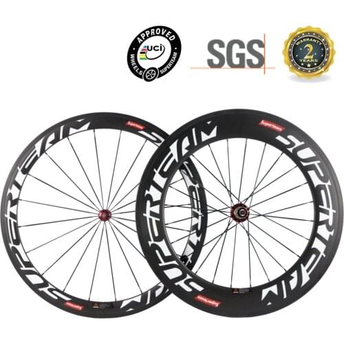 SUPERTEAM Front 50mm Rear 88mm Carbon Clincher Wheelset With Red R36 Hub Road Bike Wheels 700C