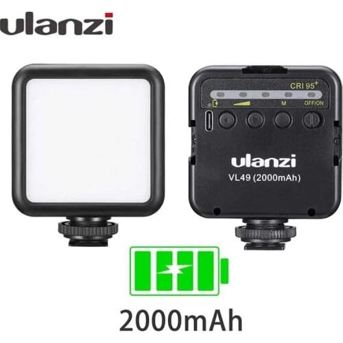 Ulanzi VL49 6W RGB LED Video Light 2000mAh Built-in Battery 5500K Photographic Lighting U-Bright 2700K-3500K Vlog Fill Light