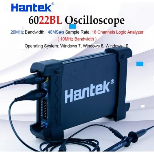 Hantek 6022BL PC USB Oscilloscope 2 Channels 20MHz Bandwidth 48MSa/s Sample Rate 16 Channels Logic Analyzer Oscilloscope