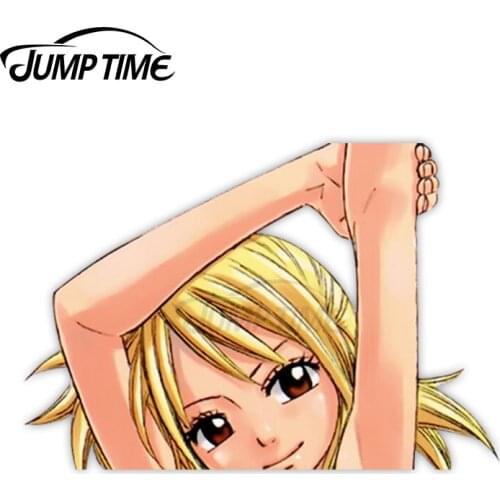 Jump Time Fairy Tail Lucy Heartfilia 22 8.8 Big Head Anime Peeker Vinyl Decal Waifu Kawaii Girl Car Stickers