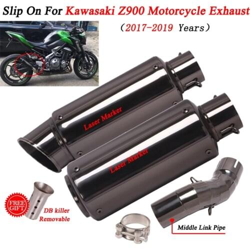 51mm Slip On For Kawasaki Z900 Z900E Z900A2 Motorcycle Exhaust Modified Middle Link Pipe Racing DB Killer Motocross 2017-2019