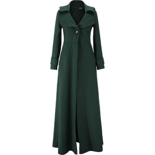 Green Coat Women Black Blue Wine Red Plus Size Long Woolen Coats 2019 New Autumn Winter Turtleneck Blend Clothing Feminina JD354