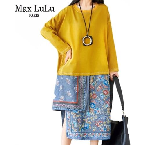 Max LuLu Korean Style Casual Street Patchwork Womens Dresses 2021 Autumn Fanshion Printed Design Vestidos Loose Harajuku Dress