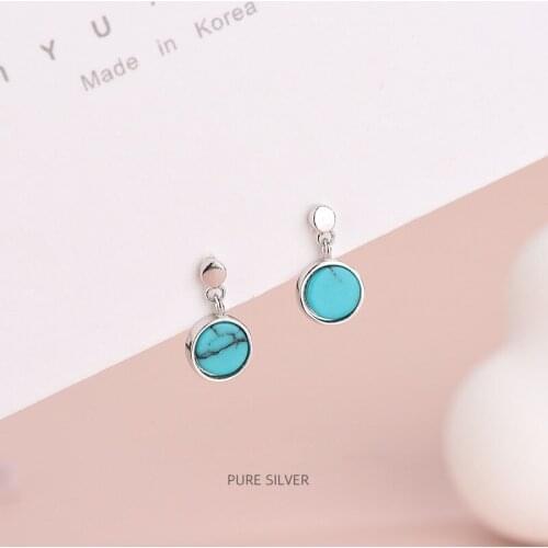 Turquoise Earrings Silver 925 Original Natural Real Stone High Quality Women Jewelry 2021 Summer Trend Elegant Accessories