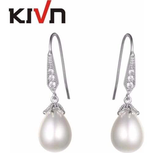 KIVN Womens Fashion Jewelry Drop Dangle Pave CZ Cubic Zirconia Wedding Bridal Simulated Pearl Earrings Birthday Christmas Gifts