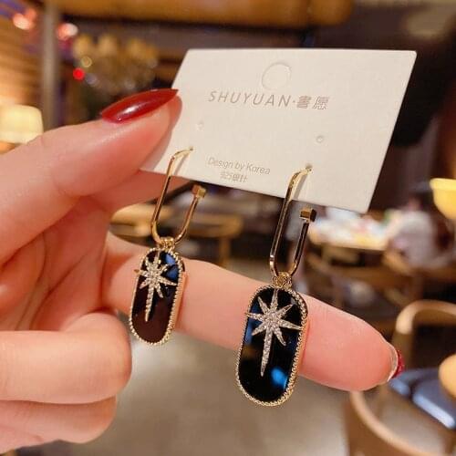 New Korean Statement Star Earrings for women Black Cute Arcylic Geometric Dangle Drop Gold Earings Brincos 2021 Fashion Jewelry