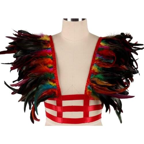 Womens Underwear Cosplay Wear Feather Garter Belt Body Harness Bondage Harajuku Erotic Lingerie Bdsm Sexy Costumes Stockings