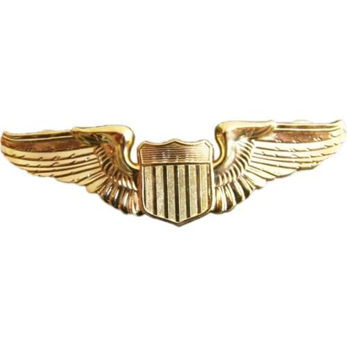 WWII US U.S. AIR FORCE AVIATOR PILOT METAL WINGS BADGE INSIGNIA PIN GOLD