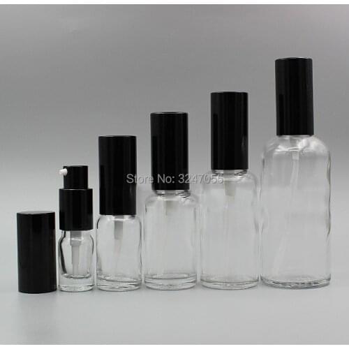 10Pcs 20Pcs 5/10/15/20/30/50/100ml Empty Clear Cosmetic Emulsion Bottle, Glass Lotion Storage Bottle, Vial Cosmetic Containers