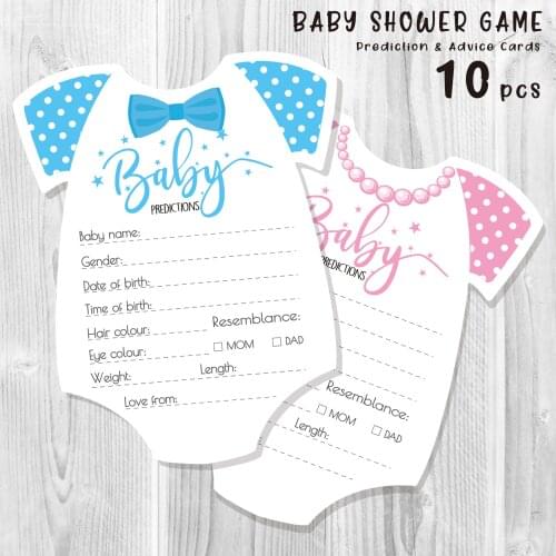 10pcs/lot Baby Shower Party Supplies Advice and Predicition Cards Parent Message Neutral Shower Game Advice Book Fun Gender zz19