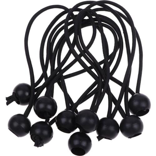 10pcs/set Hiking Tent Accessories Elastic Rope Ball Bungee Cord Tarp Tie Down Strap - Black Camping casa de para adultos