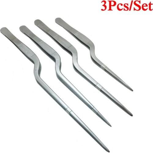 3Pcs/Set Tweezers Atraumatic Forceps Angled Clamp Stainless Steel Tool Curved Tweezer Eyelash Remover Cleaner Craft Tweezers