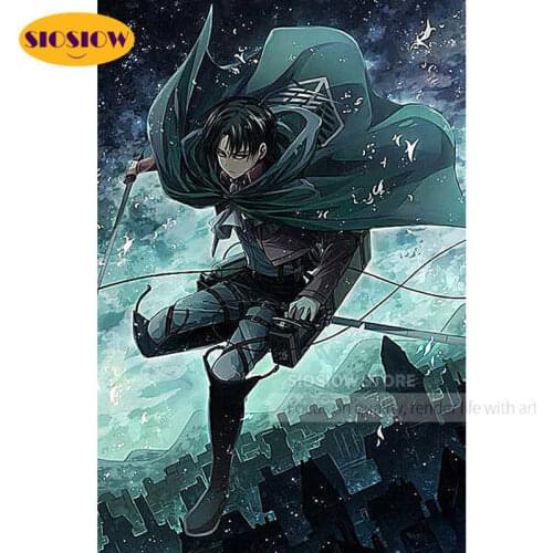 Levi DIY Attack On Titan Diamond Painting Full Square Round Cross Stitch Diamond Embroidery Decor Bedroom Wall Best Friend Gift