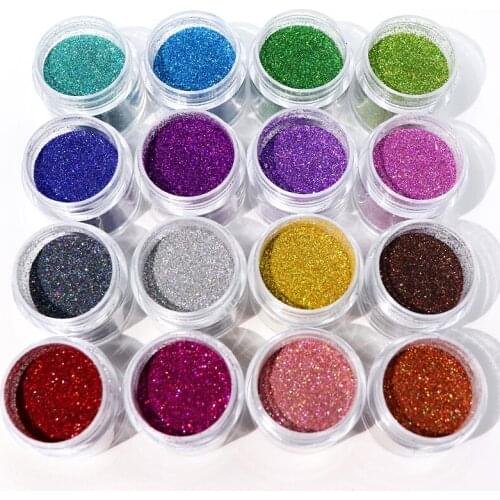 16 Colors Shiny Glitter For Epoxy Resin Mold Filling Holographic Glitter Powder Slime Pigment Jewelry Making Nail Art Supplies