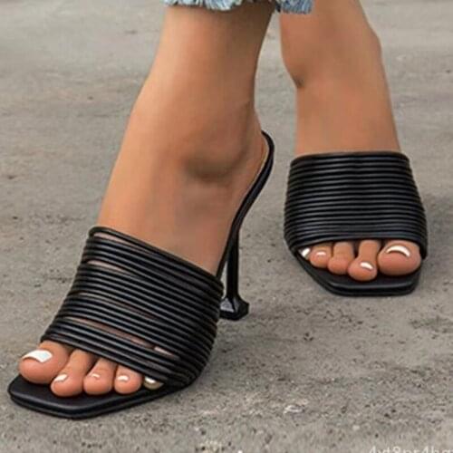 Womens Shoes Sexy Open-toe High-Heel Sandals Shoes Womens Outer Wear Sandals Pumps Female Wedding Party Large size Slippers